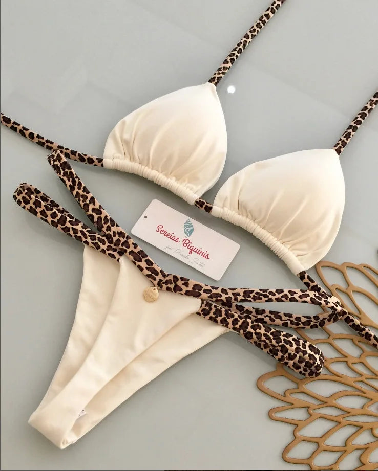 Novo Conjunto de Biquíni de Duas Peças para Mulheres Sexy na Praia