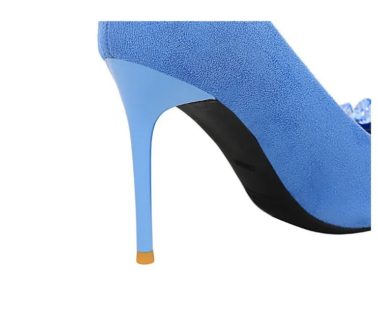 Sapatos BIGTREE 2025 Scarpin Feminino com Strass Laço Salto Alto Luxuoso Sapato de Banquete com Pedras Preciosas Salto Stiletto 9 cm Sapatos Femininos