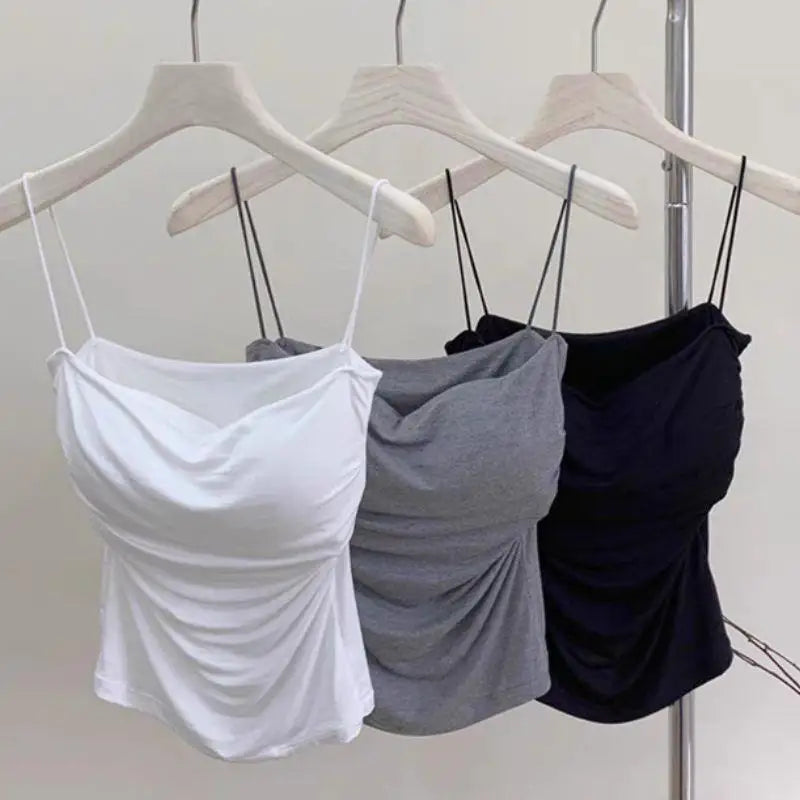 Top Crop de Algodão Sem Mangas para Mulheres - Camisole de Alças Finas, Melhor Base para Meninas