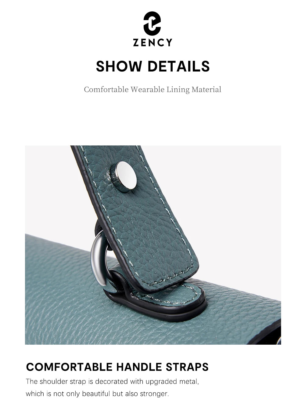 Zency Women's Genuine Leather Top-Handle Bag Simple Fashion Envelope Luxury Brand Shoulder Handbag Small Crossbody for Female