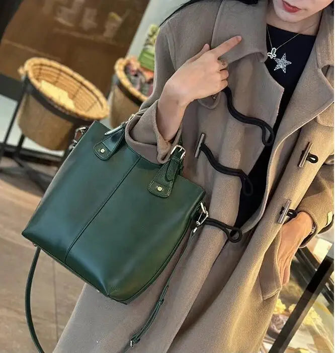 New Arrive Women's Fashion Handbags High Quality Genuine Leather Shoulder Bags Large Bucket Bags Designer Handbags