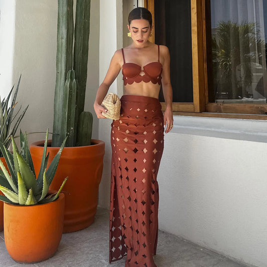 Conjunto de 3 peças de maiô laser cut para mulheres, biquíni sexy com push-up, moda de bainha alta, biquíni feminino com recortes, roupa de banho tipo bodysuit para praia.