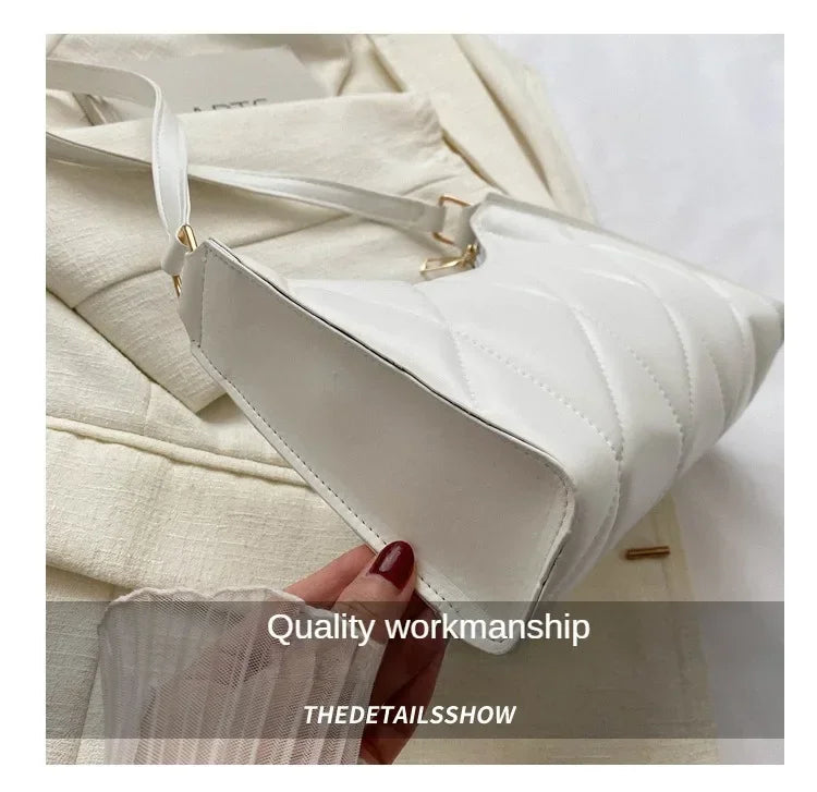 Trendy Women Shoulder Bag PU Leather Underarm Bag Solid Color Handbags Leisure Commuting Small Handle Bags Fashion Zipper Clutch