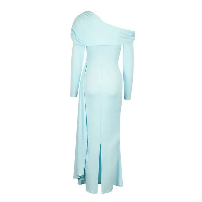 Vestidos Novos para Mulheres Moda de Rua Primavera Vestido Maxi com Manga Longa Dividido Sólido Sexy Feminino Casual Vestidos Justos Roupas de Malha